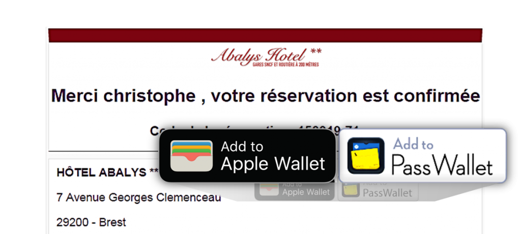 add to wallet reservation hotel mirai