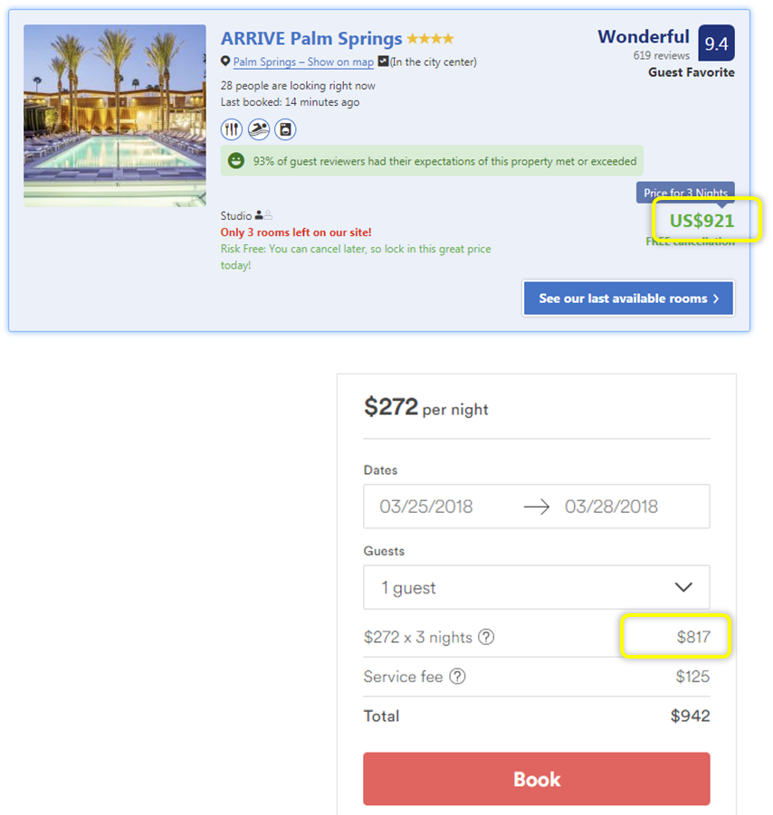 comparison airbnb booking